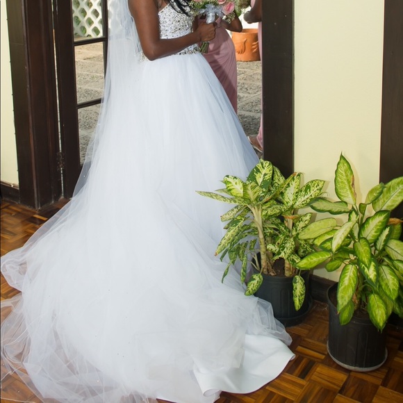 Wedding Dress - White, princess, crystal bodice - Picture 3 of 5